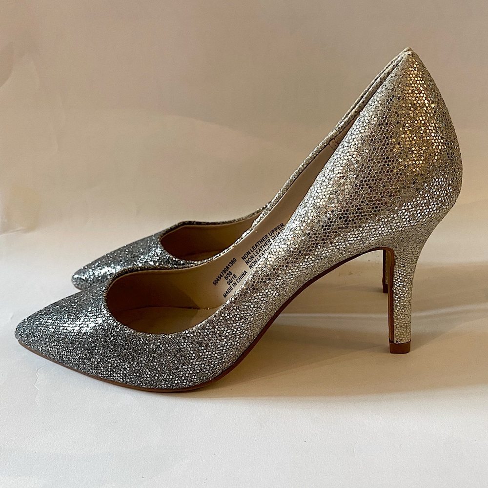 silver sparkly heels